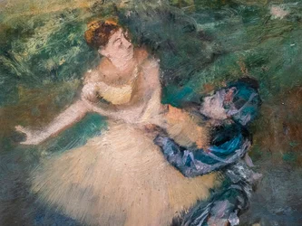 Arlequín y Colombina (detalle). Alrededor de 1895.