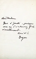 Carta del artista a Berthe Morisot (1841-95)
