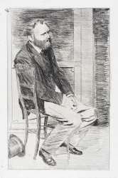 Manet sentado, girado hacia la derecha