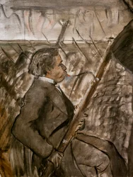 Músicos en la orquesta (detalle)