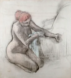 Mujer desnuda secándose después del baño, hacia 1898