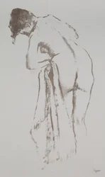 Mujer desnuda con toalla, de pie, 1891-92