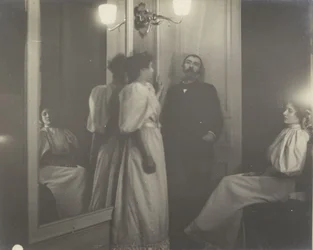 Retrato ante el espejo de Henry Lerolle y sus dos hijas, Yvonne y Christine