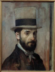 Retrato de Leon Joseph Florentin Bonnat (1833-1922) El pintor lleva un sombrero de copa.