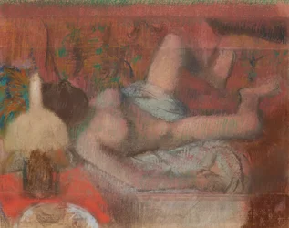 Mujer desnuda reclinada, c.1888-90 (pastel sobre monotipo sobre papel)