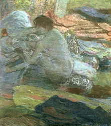 Mujer sentada secándose los pies, c.1893