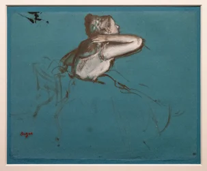 Bailarina sentada girada a la derecha (estudio para la figura sentada de "Repetición de ballet en el escenario"). 1873.