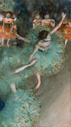Bailarina balanceándose de verde, 1877-1878