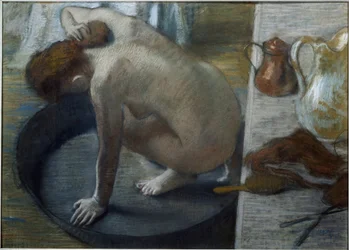La bañera - pastel sobre cartón
