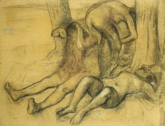 Tres Bañistas bajo un Árbol