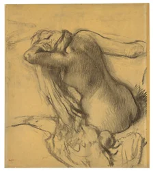 Mujer secándose el cabello, c.1890-95