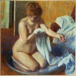 Mujer en la bañera (pastel sobre papel)