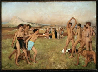 Jóvenes espartanos haciendo ejercicio (óleo sobre lienzo)