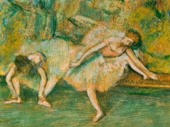 Dos bailarinas en un banco