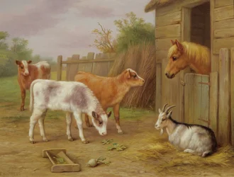 Escena de corral (óleo sobre tabla)