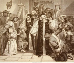 La liberación de siete obispos después de su juicio en Westminster Hall, 29 de junio de 1688, grabado por H.Bourne