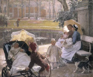 En la esquina del parque (óleo sobre lienzo)