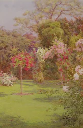 Un jardín de rosas (acuarela sobre papel)