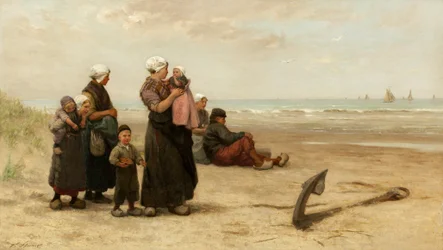 Esperando el regreso de los barcos en la playa de Katwijk