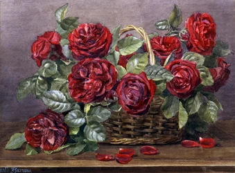 Rosas rojas. Pintura de Edith Isabel Barrow (fallecida en 1930) Colección privada.