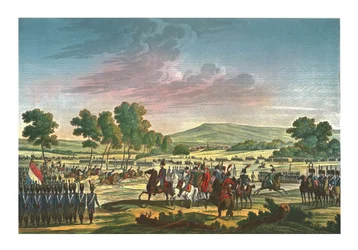 La Guardia Imperial maniobrando en presencia de los dos emperadores en Tilsit, 28 de junio de 1807, c1850