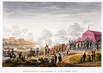 El bombardeo de Madrid, España, 4 de diciembre de 1808