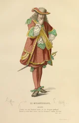 Traje para el papel de Alceste, hacia 1868 (grabado)
