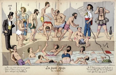 Caricatura sobre la sociedad francesa por Lavrate: baños públicos
