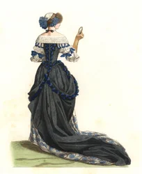 Mujer francesa con vestido de ciudad, nobleza francesa