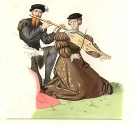 Caballero y dama, pareja de músicos ingleses