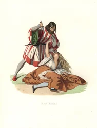 Hombre veneciano matando a su esposa