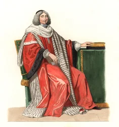 Jean Antoine de Mesme, señor de Irval, conde de Avaux, magistrado francés siglo XVII, después de una pintura de 1653, por Philippe de Champaigne - Litografía basada en una ilustración de Edmond Lechevallier-Chevignard