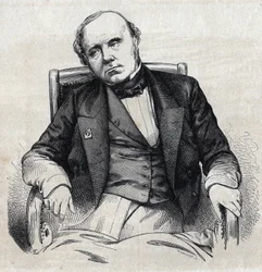 Retrato de Augustin Thierry (1795-1856), historiador francés. Grabado por Chevignard en "Le Magasin Picturesque"