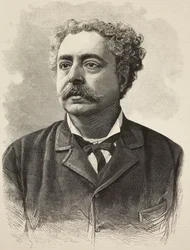 Retrato de Edmondo De Amicis (1846-1908), autor italiano, grabado de E Mancastroppa a partir de una fotografía de Schemboche de L