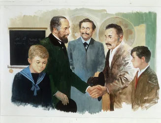 El carbonero y el caballero, de Corazón, de Edmondo De Amicis, dibujo