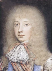 Retrato de Edward Stuart, busto, con cabello suelto y corbata de encaje