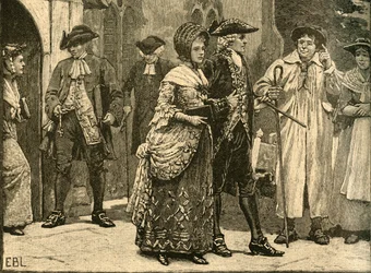 Trajes al comienzo del reinado de Jorge III, principios de 1760, c1890