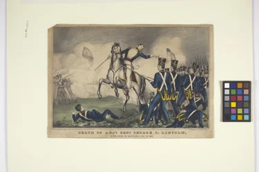 Death Of Adjt. Genl. George S. Lincoln (litografía coloreada a mano)