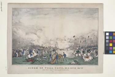 Sitio de Vera Cruz, 25 de marzo (litografía coloreada a mano)