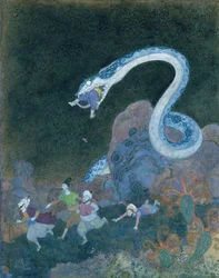 Un cuento de hadas serbio: El episodio de la serpiente (acuarela sobre papel)