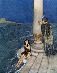 La petite sirène - en "Contes" de Hans Christian Andersen, ilustrado por Edmund (Edmond) Dulac (1882-1953), ed. Piazza, París. Piazza, París