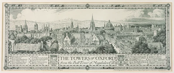 Las torres de Oxford desde la torre de la campana de Magdalen, 1908