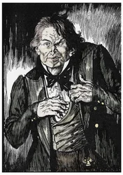Mr Hyde después de tomar el antídoto se convierte en el Dr Jekyll, Ilustración de Edmund Joseph Sullivan (1869-1933) para la novela L