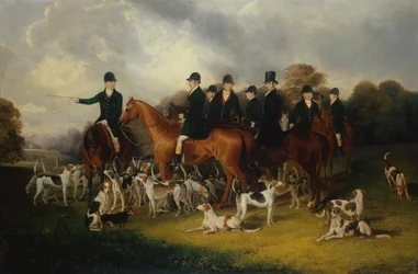 The Beaufort Hunt at Badminton with W.Long on Wandering Boy (óleo sobre lienzo)