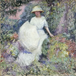 Chica con sombrilla (óleo sobre lienzo)