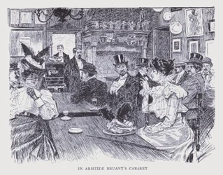 París bohemio: en el cabaret de Aristide Bruant (litografía)