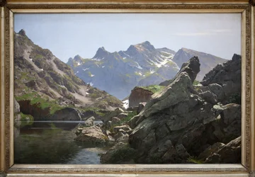 El lago merlat, óleo de Edouard Brun (1860-1935) realizado en 1901, el lago está situado en la cadena de Belledonne en el Isere. Photophraphie, KIM Youngtae, Grenoble, Musee de Grenoble.