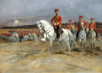 El zarévich Nicolás revisando las tropas