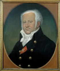 Retrato de Jean Nicolas Barón Corvisart (1755-1821) médico de Napoleón I. Pintura de Edouard Dru (siglo XIX)