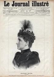 Retrato de Nellie Melba (Helen Porter Mitchell, conocida como) (1861-1931), soprano australiana - Grabado por Navellier en 